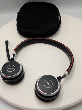 Jabra Evolve 65 Stereo HSC018W Wireless On-ear Headset Bluetooth w Pouch Skype